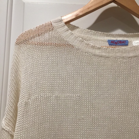 Acrobat Brand White Knit Crew Pullover Sweater S - Picture 6 of 8